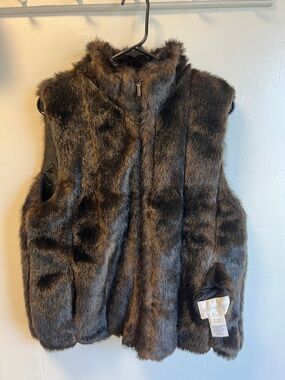 Worthington Brown Faux Fur Vest